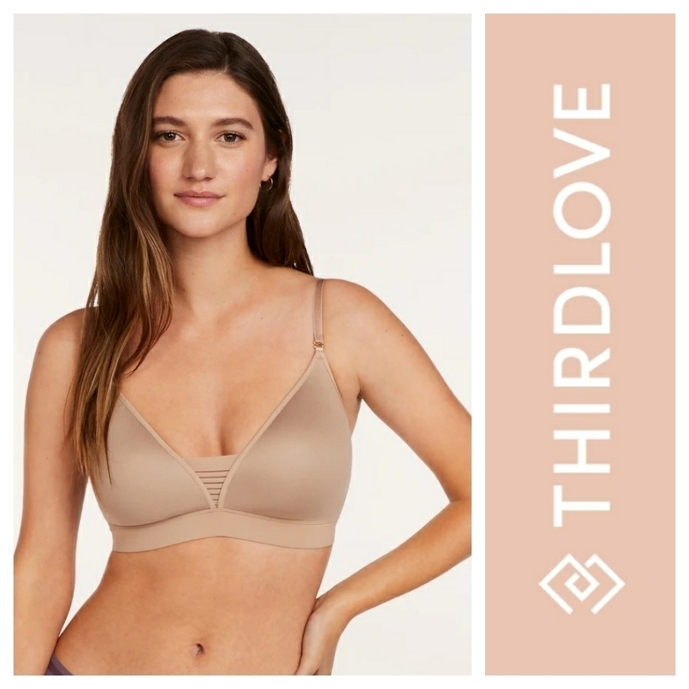 Sz 32 1/2 C Nude ThirdLove 24/7 Seamless Stripe Wireless Bra